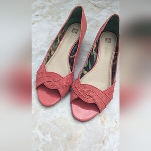 Anne Klein Woman's Leather Upper Open-Toe Shoes Size 10M